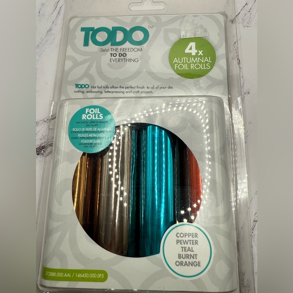 TODO 4x autumnal foil rolls for die cutting,embossing, pressing,&craft projects